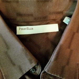 Perry Ellis chocolate brown large  button up